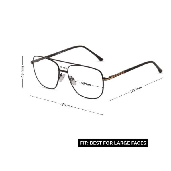 Black Metal Aviator Eyeglasses for Men | Men's Eyeglasses with Double-Bar - Image 2