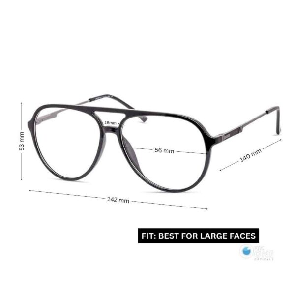 Men's Large Aviator Eyeglasses Acetate | Men's Eyewear Glossy Black - Image 2