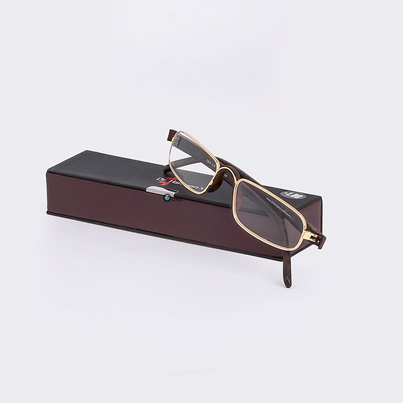 Dr.Harmann's CEO, Stylish Compact Reading Glasses – Gold Front with Brown Temples