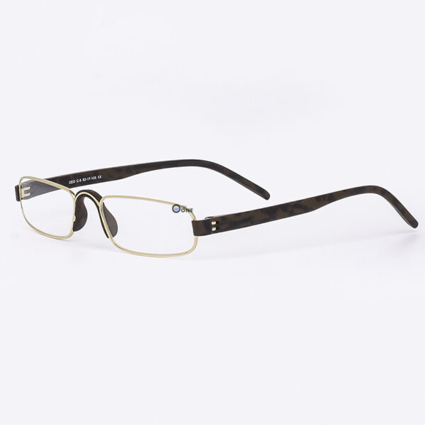 Dr.Harmann's CEO, Stylish Compact Reading Glasses – Gold Front with Brown Temples