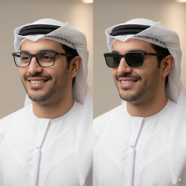 Men's Magnetic Clip-On Eyeglasses with Gradient Green Polarized Sun-Clip – 54 mm Eye Size - Image 2