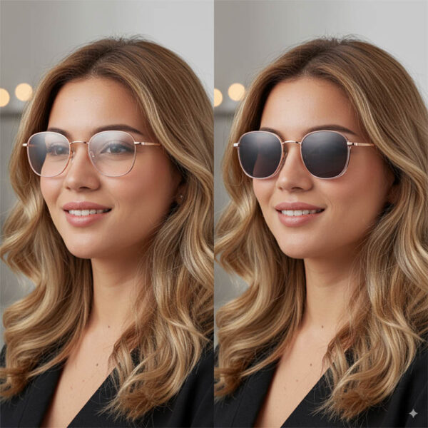 Rose Gold Rounded Square Metal Clip-On Glasses for Women , 49mm Size Small - Image 2