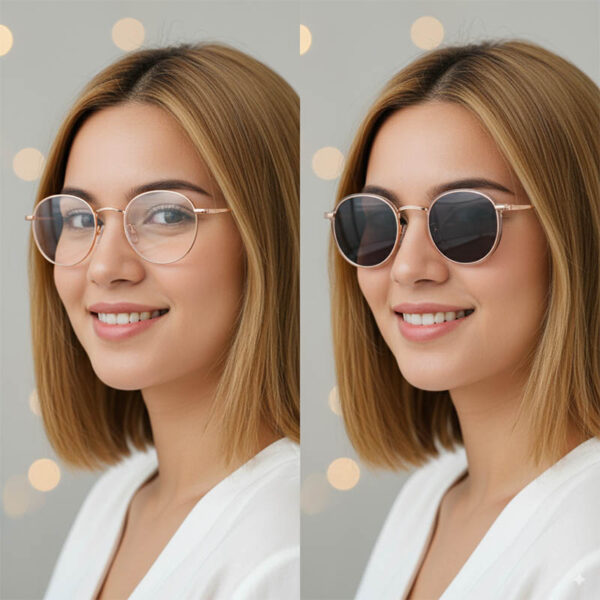 Full Round Rose Gold Metal Clip-On Glasses for Women, 49mm Size Small - Image 2