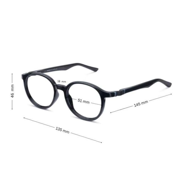 B-Flex B-Genuine Round Unbreakable Eyeglasses 51mm Shiny Black ( Clip-On Available) - Image 2