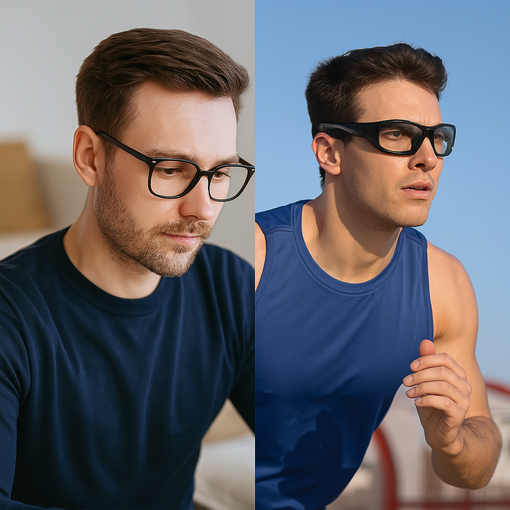Comparison of regular glasses versus sports goggles