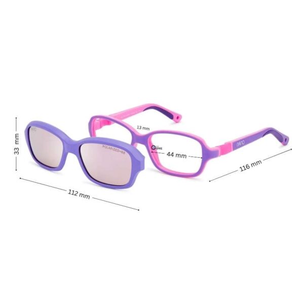 NanoVista Kids Eyeglasses with Clip-On (Ages 3–5) Matte Purple with Pink -REPLAY SC NAO3001344SC - Image 2