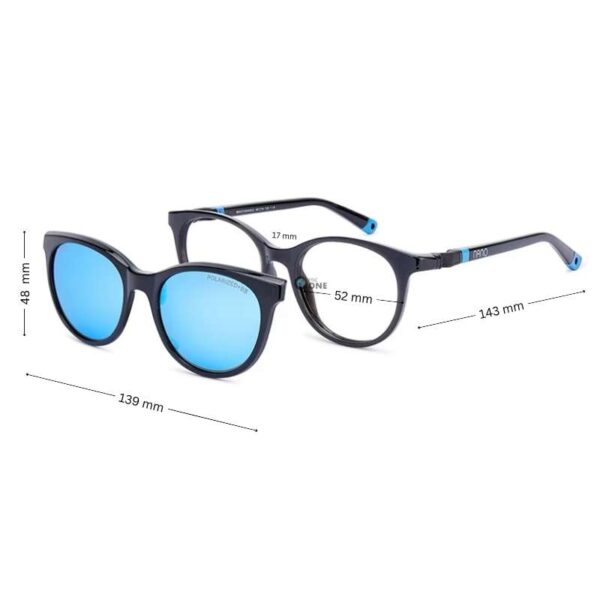 NanoVista Glitch SC 3.0 Kids Glasses with Sun Clip NAO3150452SC – Glossy Black/Blue – Size 52 (Ages 12–16) - Image 2