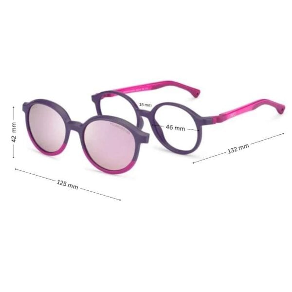 Nano Glitch 3.0 NAO3150648SC Kids Eyeglasses with Magnetic Sunclip 48mm- Black/Raspberry - Image 2