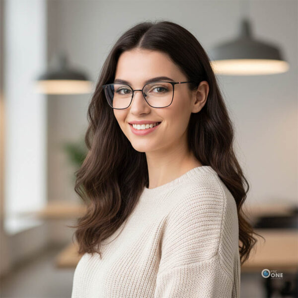 Humphrey's H582375 1052 Women’s Square Oversized Black Metal Eyeglasses - Image 2