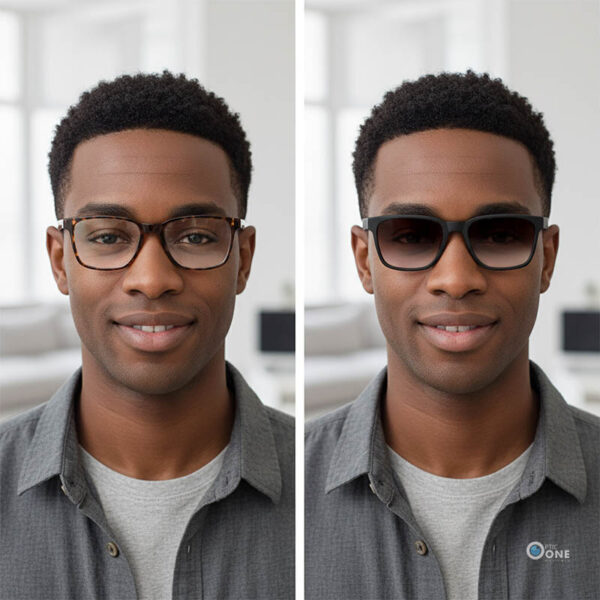 Men's Stylish Clip-On Glasses  54 mm Large , Shiny Tortoiseshell Color - Image 2