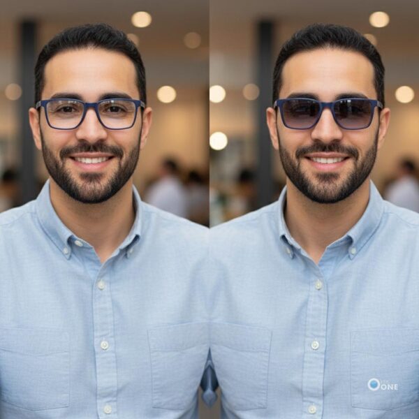 Men's Stylish Rectangular Clip-On Eyeglasses Shiny Dark Blue 54mm Size Large - Image 2