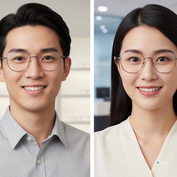 Shiny Black Geometric Large Square Metal Eyeglasses Unisex - Image 2