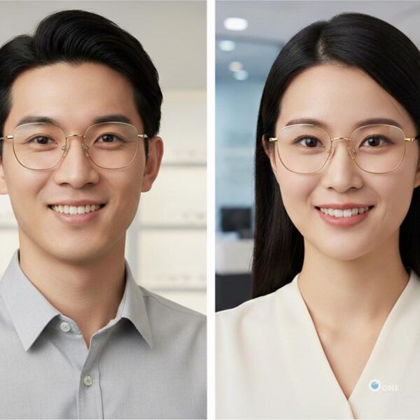 Geometric Large Square Metal Eyeglasses Unisex, Gold Color - Image 2