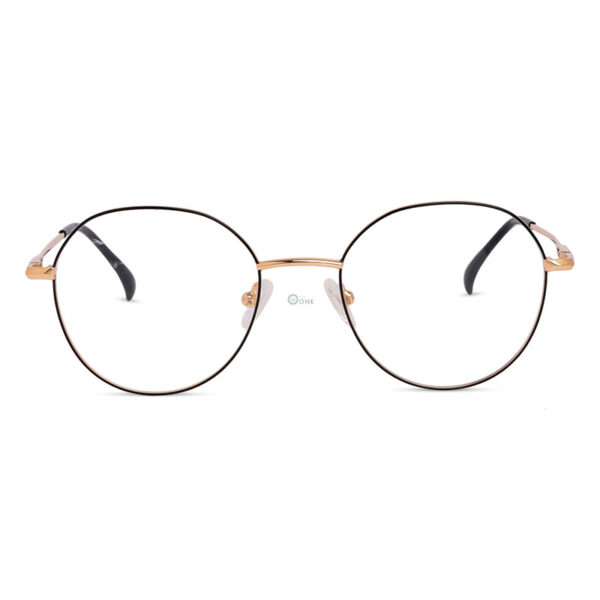 Round Eyeglasses for Women in Black-Gold - Image 2