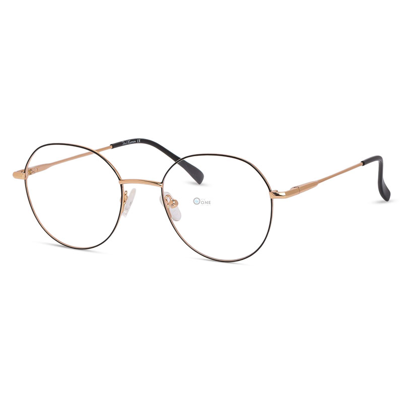 Round Eyeglasses for Women in Black-Gold