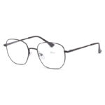 Shiny Black Geometric Large Square Metal Eyeglasses Unisex