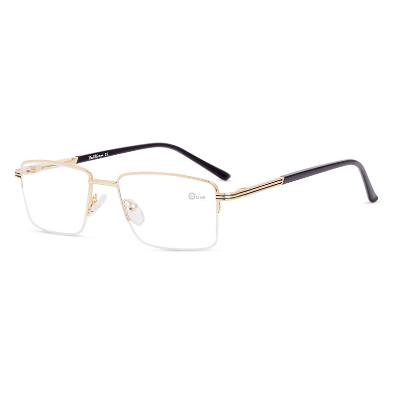 Half Rim Eyeglasses for Men – Medium Frame in Gold Color