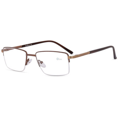 Half Rim Eyeglasses for Men – Medium Frame in Brown