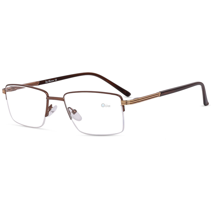 Half Rim Eyeglasses for Men – Medium Frame in Brown