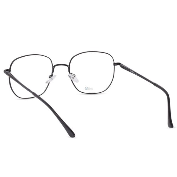 Shiny Black Geometric Large Square Metal Eyeglasses Unisex - Image 2