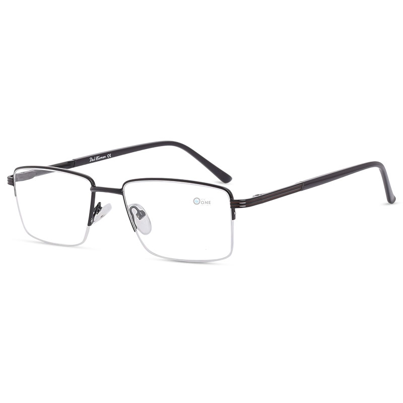 Half Rim Eyeglasses for Men – Medium Frame in Shiny Black