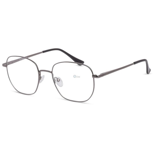 Gunmetal Geometric Square Metal Eyeglasses Unisex