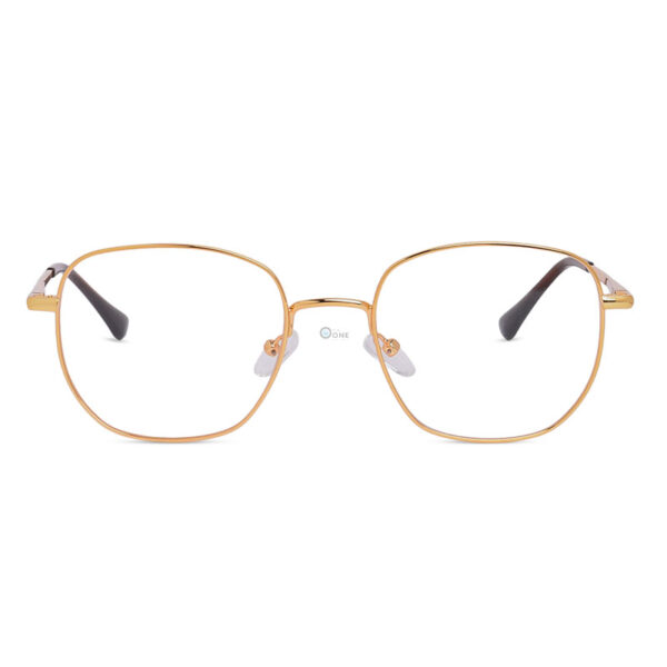 Geometric Large Square Metal Eyeglasses Unisex, Gold Color - Image 2