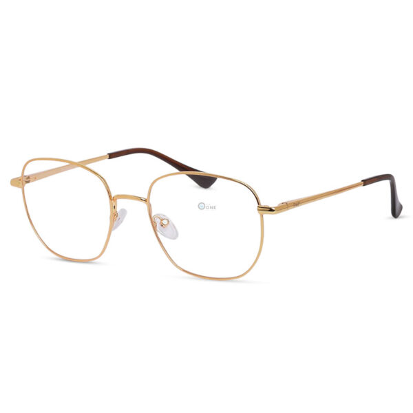 Geometric Large Square Metal Eyeglasses Unisex, Gold Color