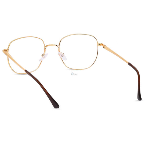 Geometric Large Square Metal Eyeglasses Unisex, Gold Color - Image 3