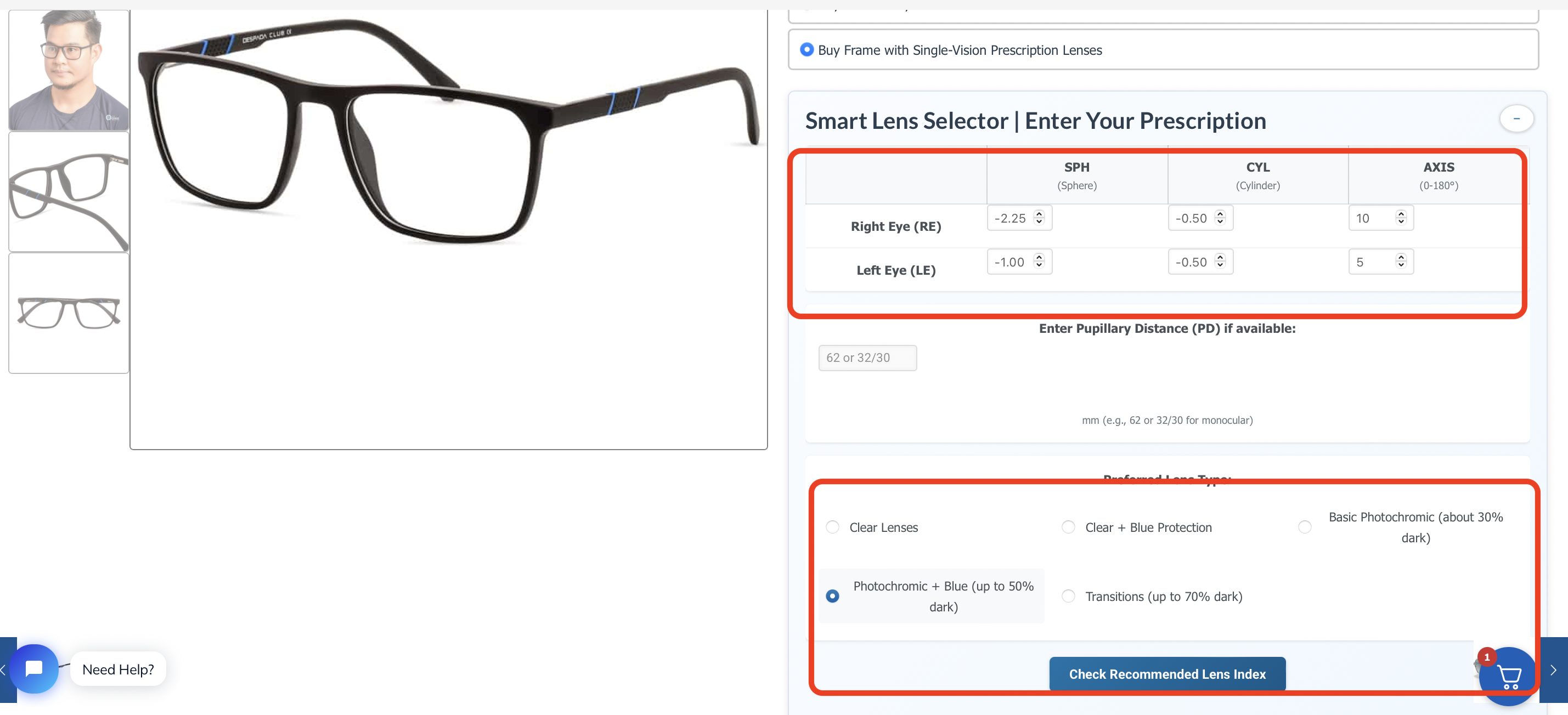 prescription form Interface Screenshot