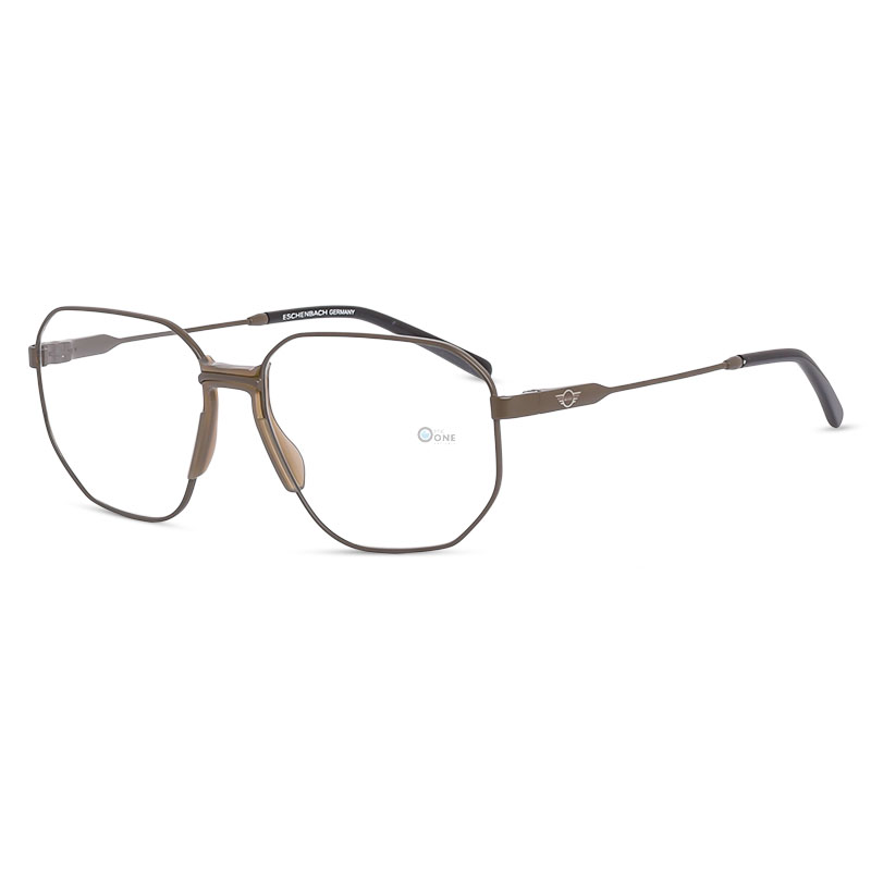 MINI Unisex Hexagon Eyeglasses with Fixed Nosepad, Transparent Green Gray Color