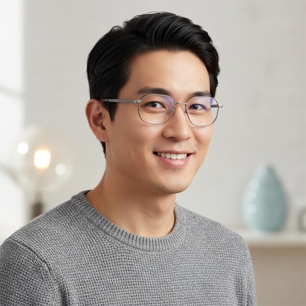 MINI 742045 00 Rectangle Geometric Eyeglasses Matte Metallic Gray - Image 2