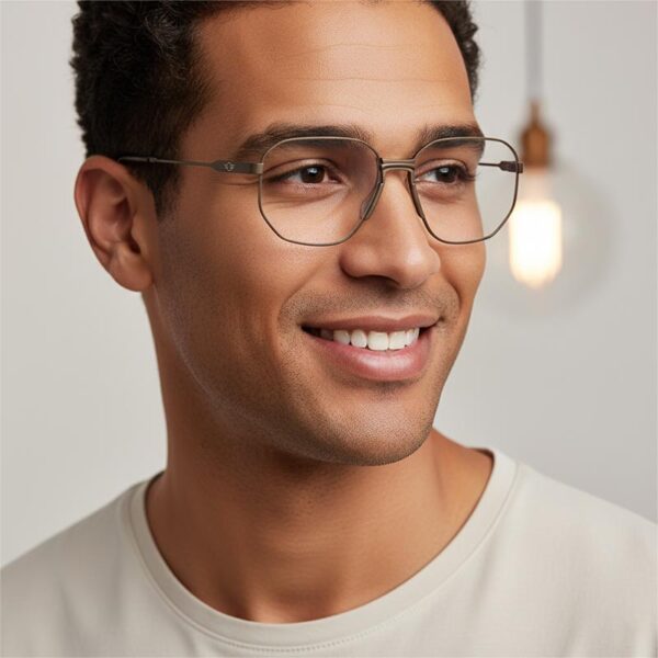 MINI 742032 Men’s Large Square Aviator Metal Eyeglasses 55mm - Image 2