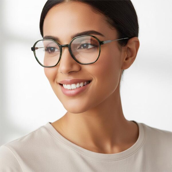 MINI 741026 Unisex Dark Translucent Green Hexagonal Acetate Eyeglasses 51mm - Image 2