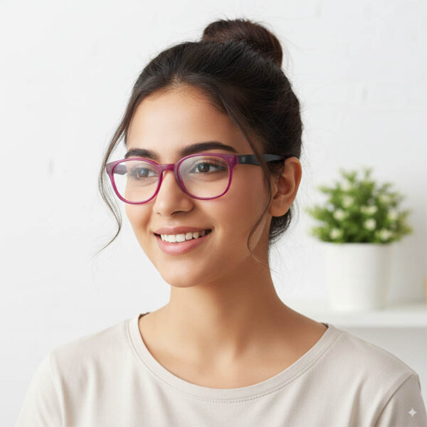 Diverso Stylish & Durable  Round Glasses Matte Pink/Black - Image 2