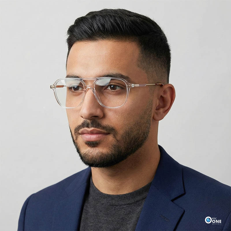 Carrera CA1120 KB7 54 mm Aviator-Style Eyeglass Frame (Transparent Grey, Unisex) - Image 2