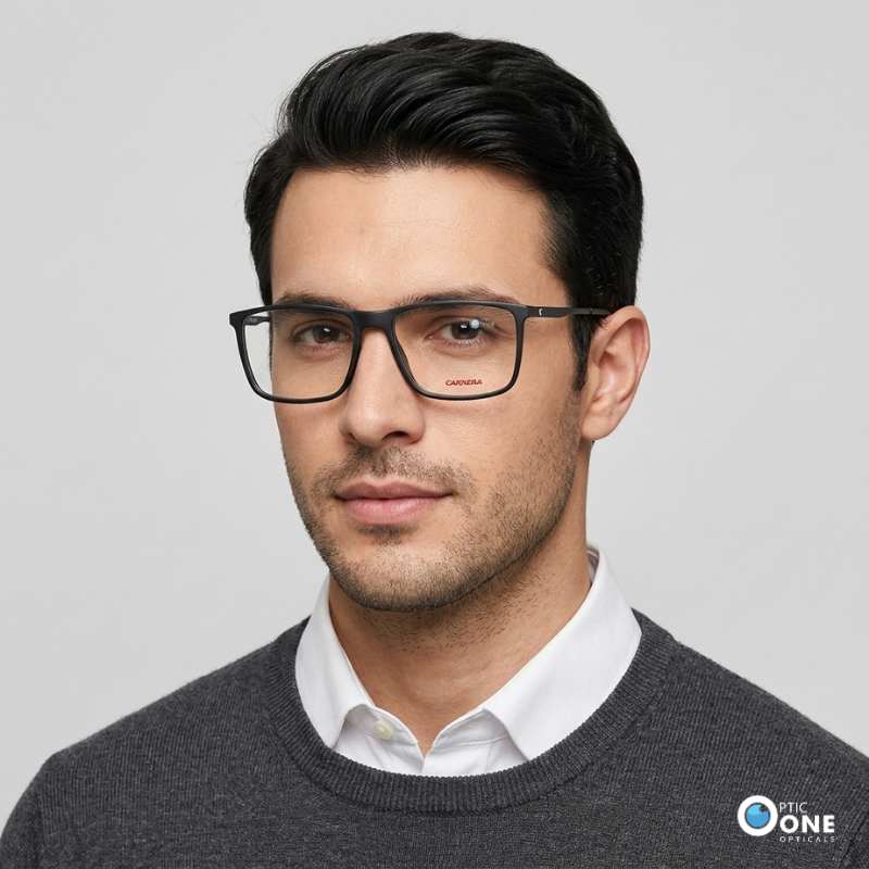 Carrera Rectangle Eyeglasses Men – Matte Black - Image 2