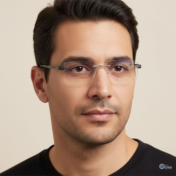 Stepper SI83848 F029 Rectangular Rimless Titanium Eyeglasses for Men, Fixed Nose-pads - Image 2
