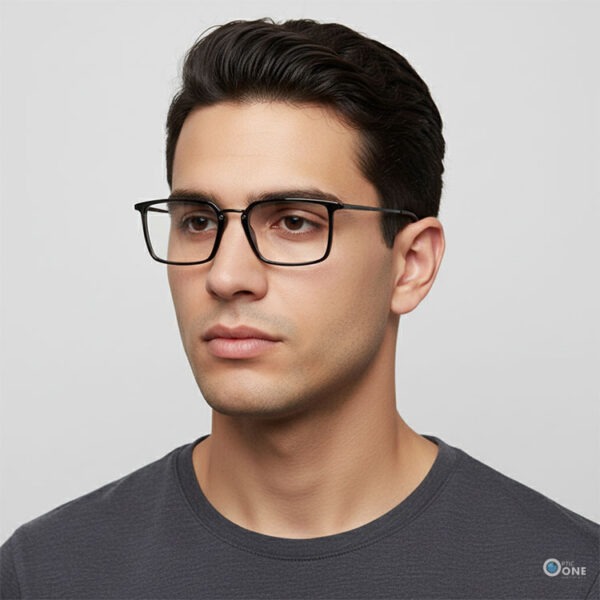 Stepper Men's Square Titanium Eyeglass Frame SI 20160  – Lightweight & Bold Design Shiny Black - Image 2