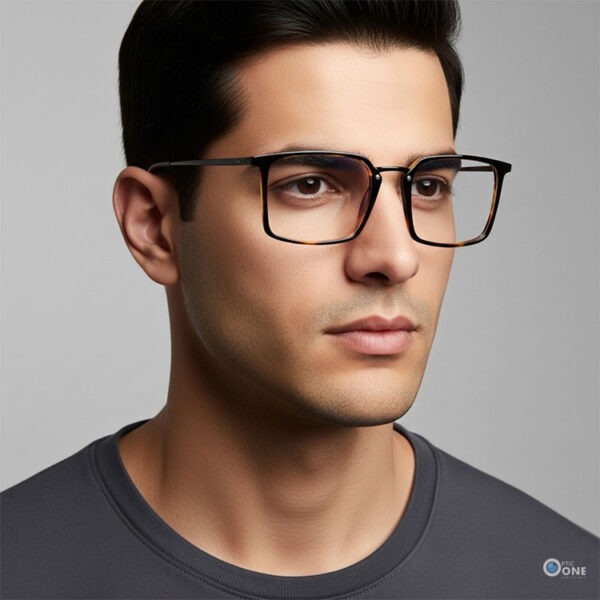 Stepper Men's Bold Square Titanium Eyeglasses SI20160 – Black with Tortoiseshell - Image 2