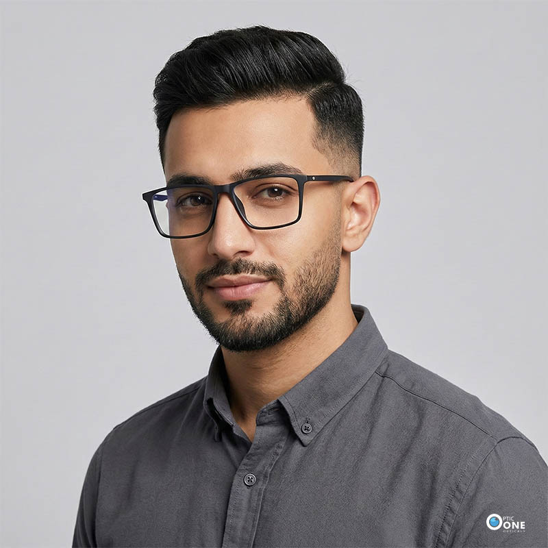 Men’s Clip-On Glasses, Ultra-Slim TR90 – Lightweight Matte Black Rectangular Frame - Image 2