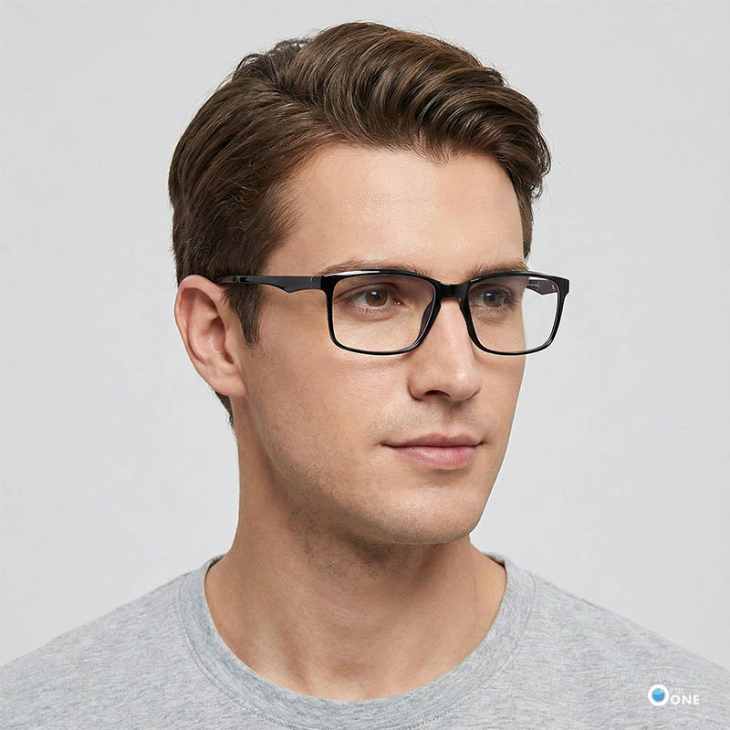 Ultralight ULTEM Rectangle Unisex Glasses – Shiny Black - Image 2