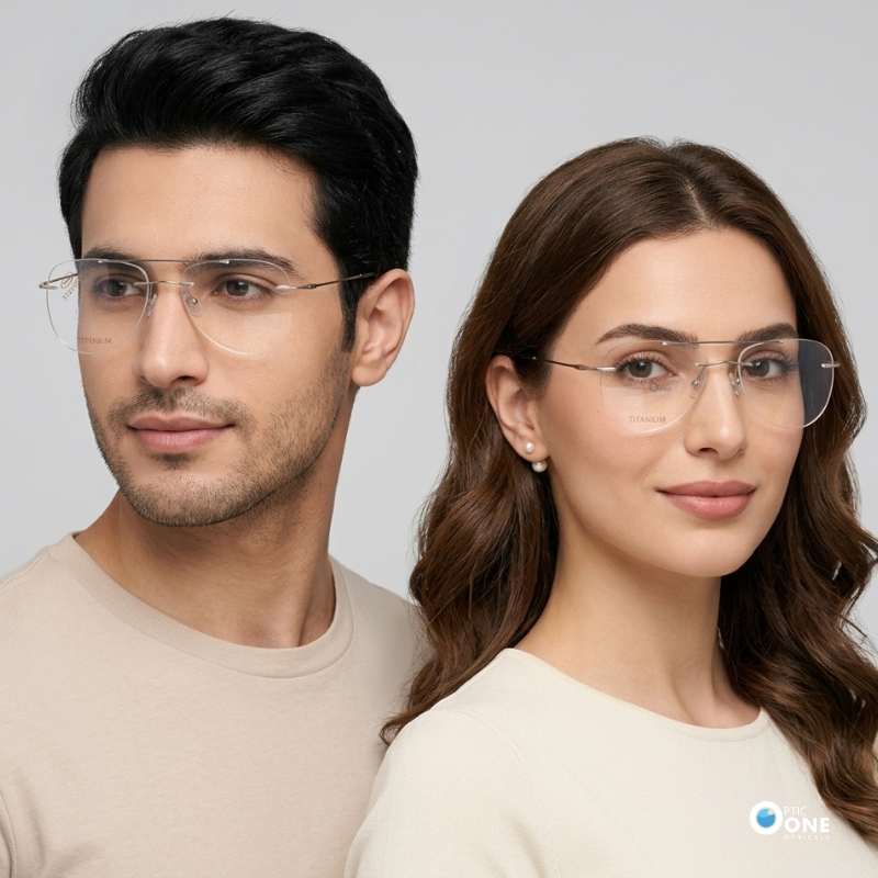Lightweight Titanium Rimless Aviator Style Glasses Frame | Stepper SI 84851 Matte Gray - Image 2