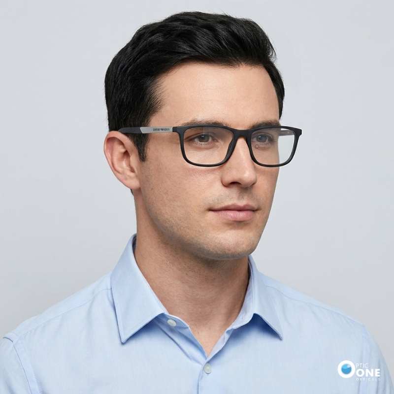 Emporio Armani EA3069 Men's Rectangle Eyeglasses in Matte Black - Image 2