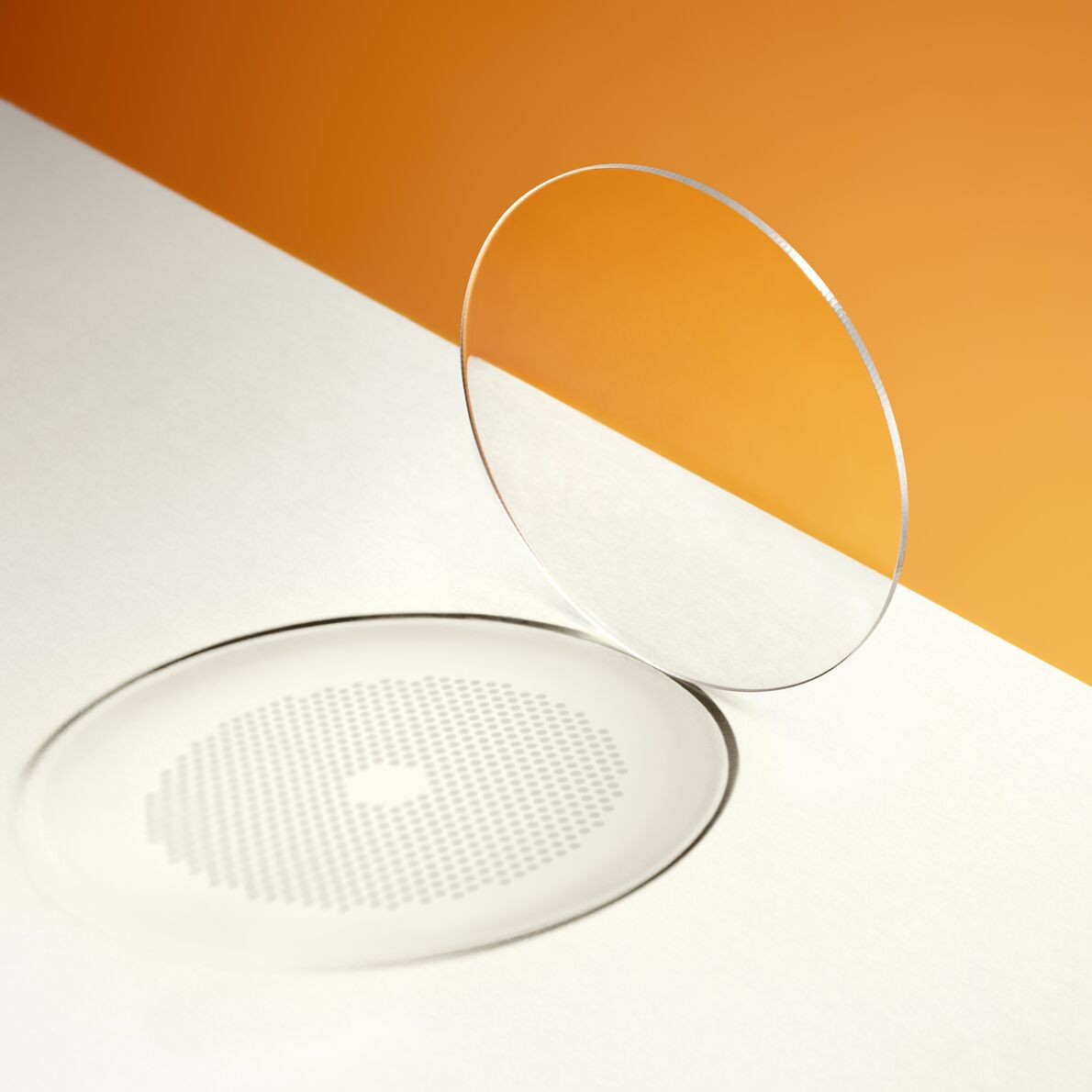HOYA MiYOSMART myopia control lens showing the clear centre and the honeycomb of tiny defocus segments around it
